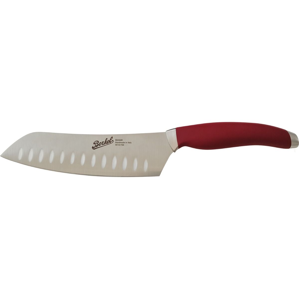 Coltello Santoku 17 cm Acciaio Inox Berkel Teknica Manico Resina Rossa